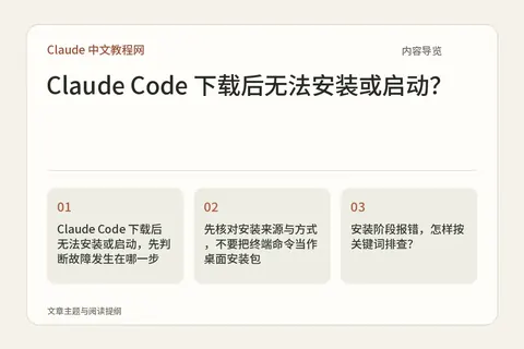 Claude Code 下载后无法安装或启动？内容导览图