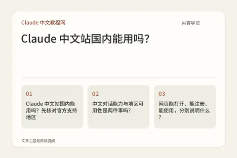 Claude 中文站国内能用吗？内容导览图