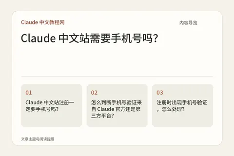 Claude 中文站需要手机号吗？内容导览图