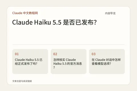Claude Haiku 5.5 是否已发布？内容导览图